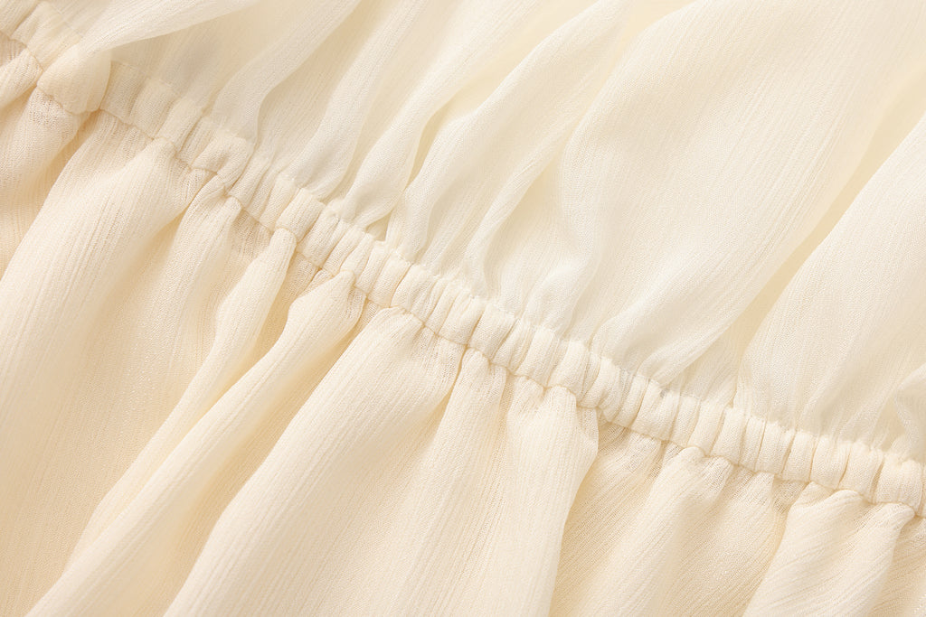 Yellow Shimmering Iris-Patterned Long-Sleeved Top