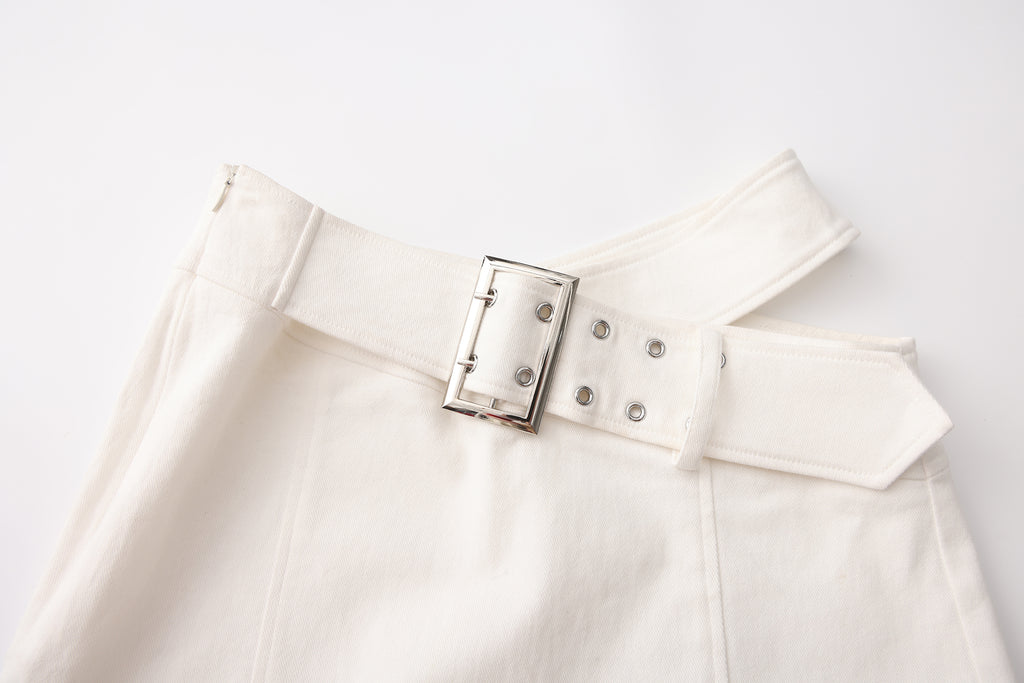 White Denim Skirt Pants