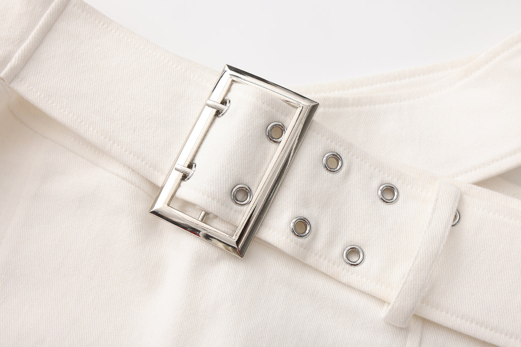 White Denim Skirt Pants