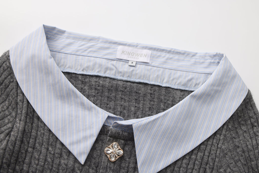 Gray Knit Patchwork Base Layer