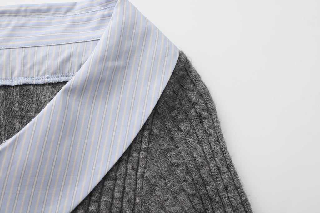 Gray Knit Patchwork Base Layer