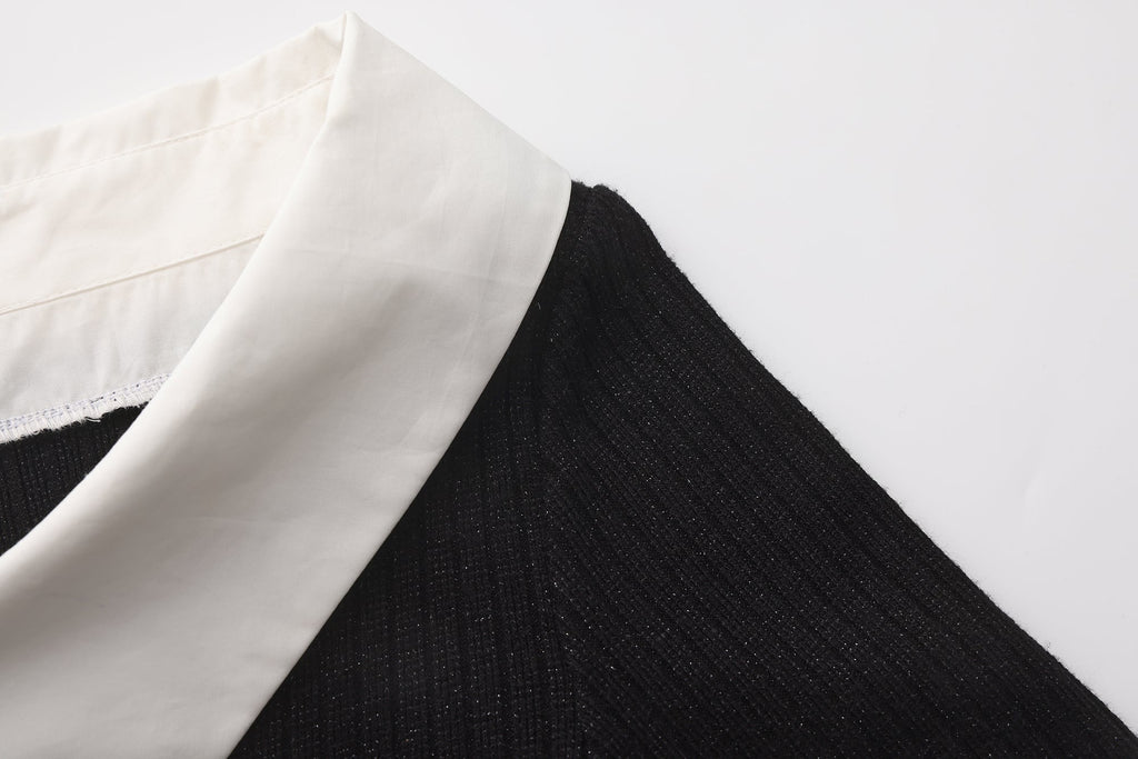 Black Knit Patchwork Base Layer