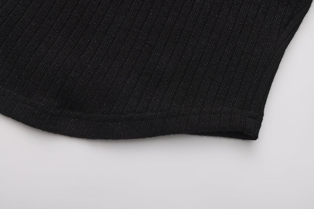 Black Knit Patchwork Base Layer