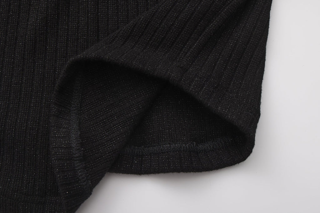 Black Knit Patchwork Base Layer