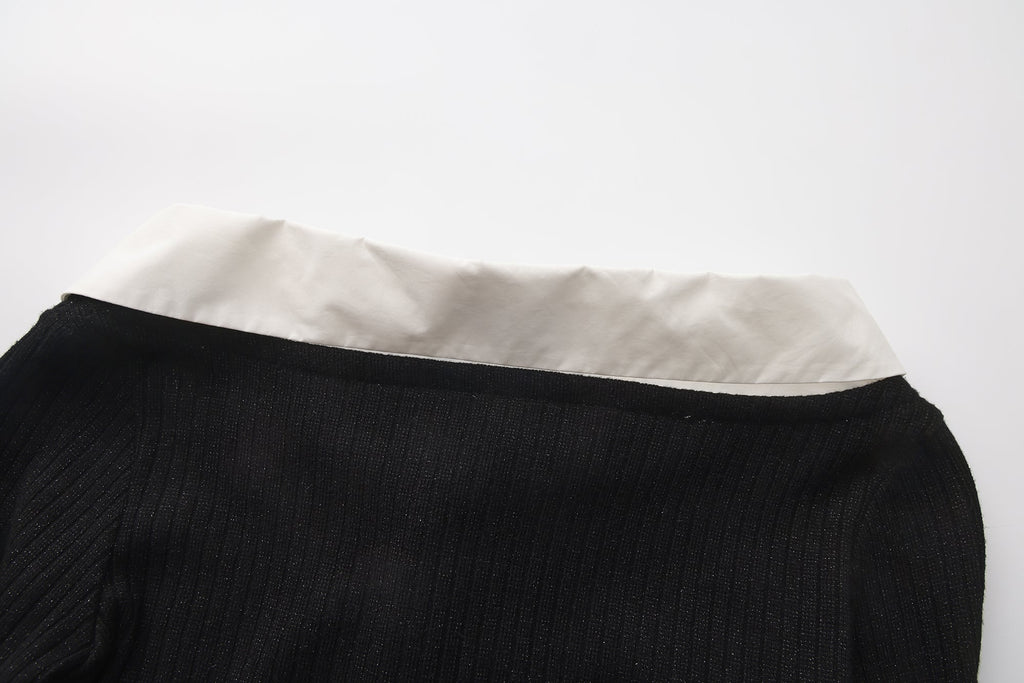 Black Knit Patchwork Base Layer