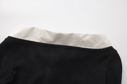 Black Knit Patchwork Base Layer