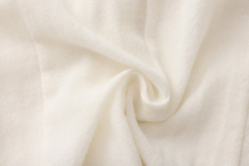 Beige V-Neck Blouse with Belt Buckle & Ruffle Trim