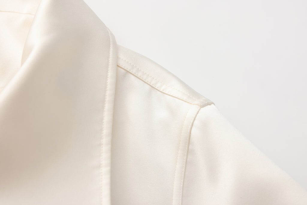 White Stand Collar Double-Breasted Chain Trench Coat