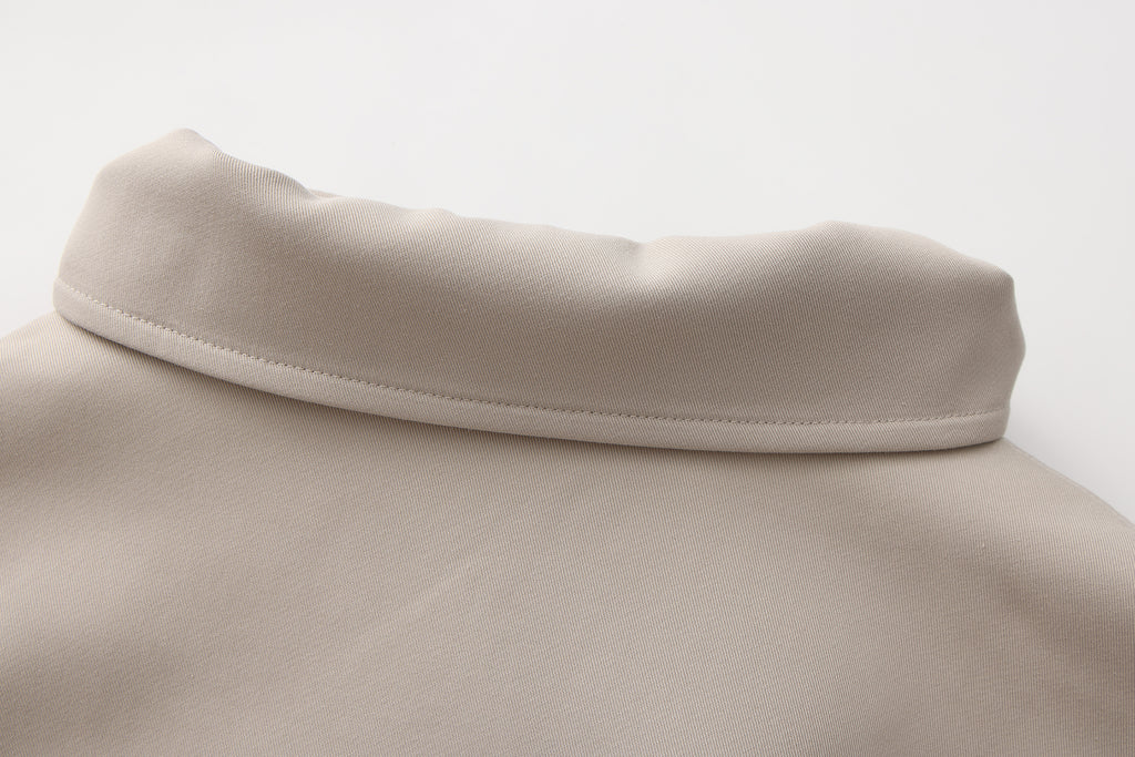 Light Grey Stand Collar Double-Breasted Chain Trench Coat