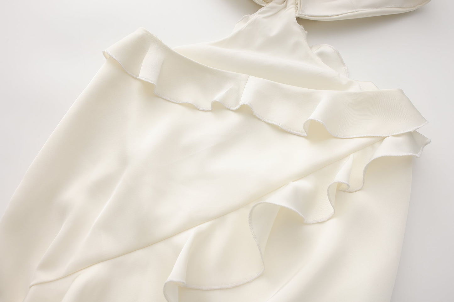 WHITE SANTIN HALTER DRESS