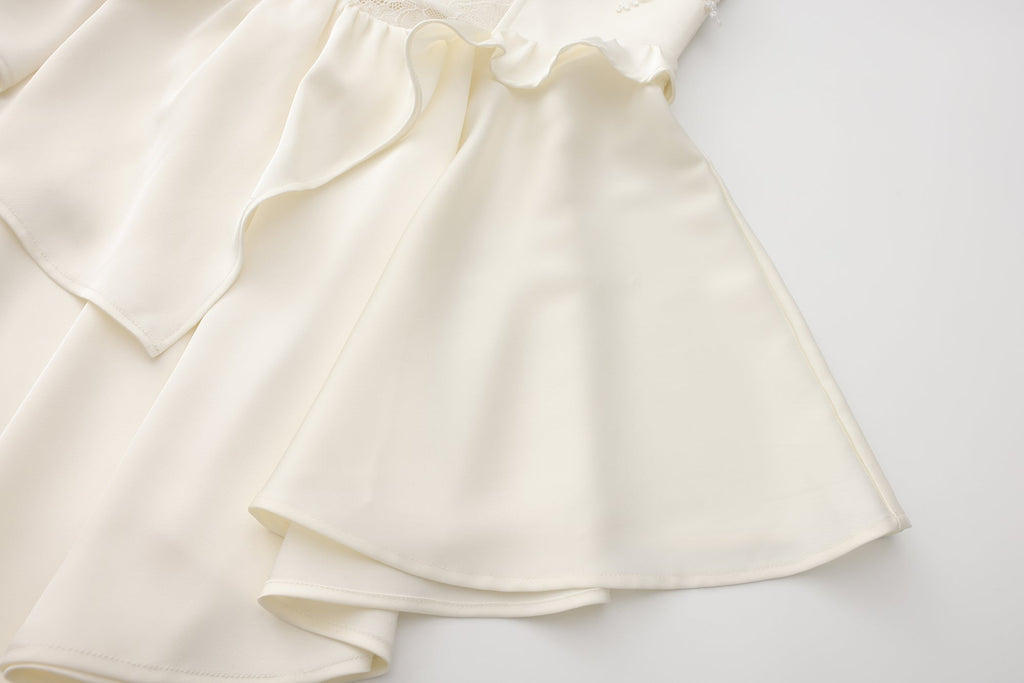 WHITE SANTINE LACE DRESS