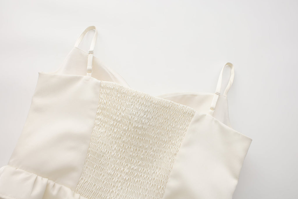 WHITE SANTINE LACE DRESS