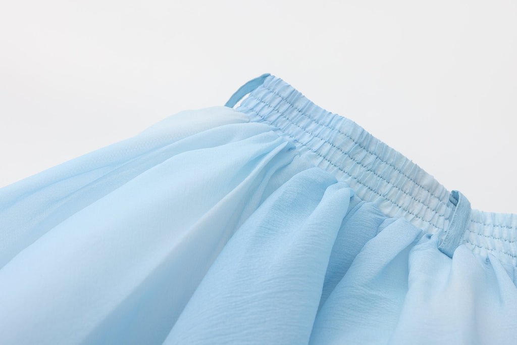 BLUE PRINTED TOP & PARASOL SKIRT