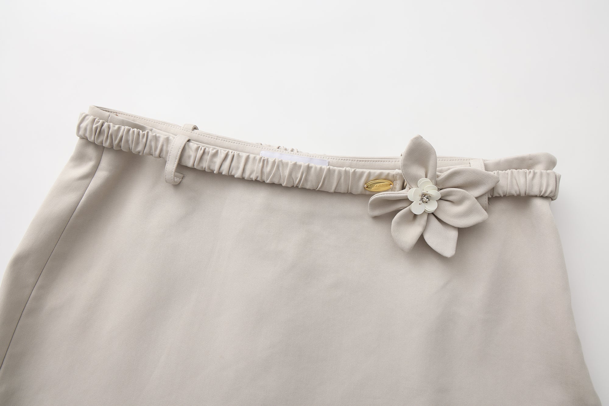 Light Grey A-Line Skirt with Beaded