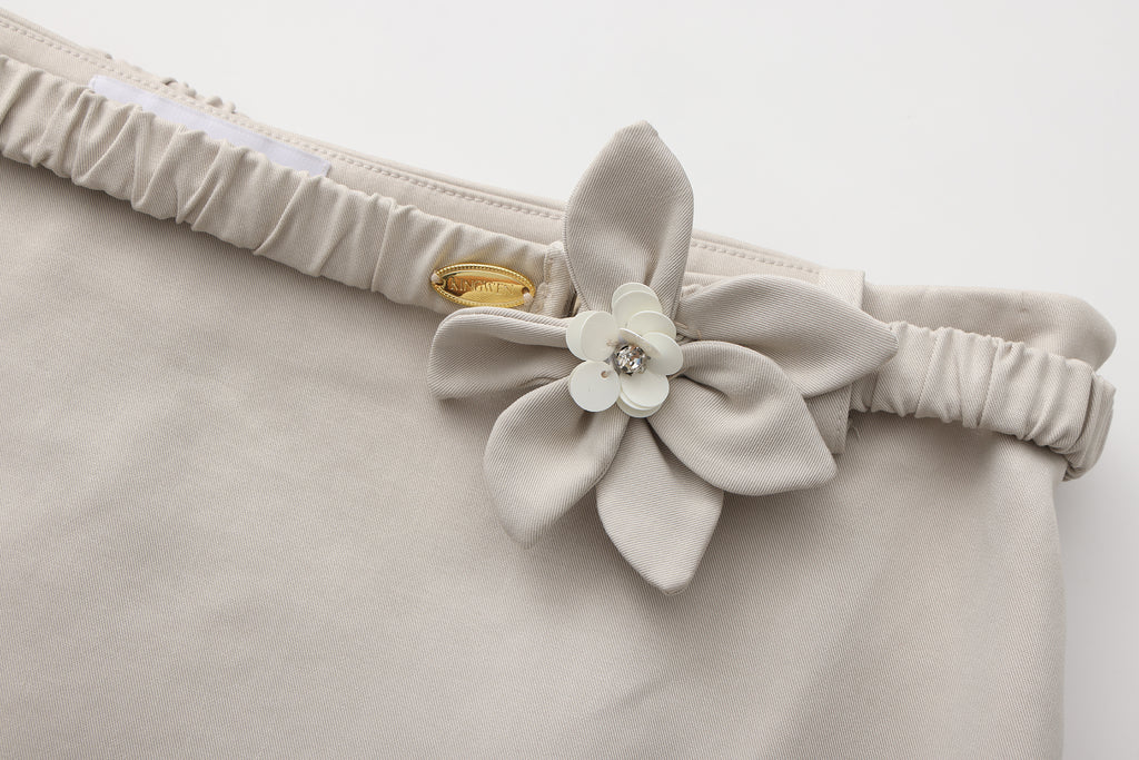 Light Grey A-Line Skirt with Beaded