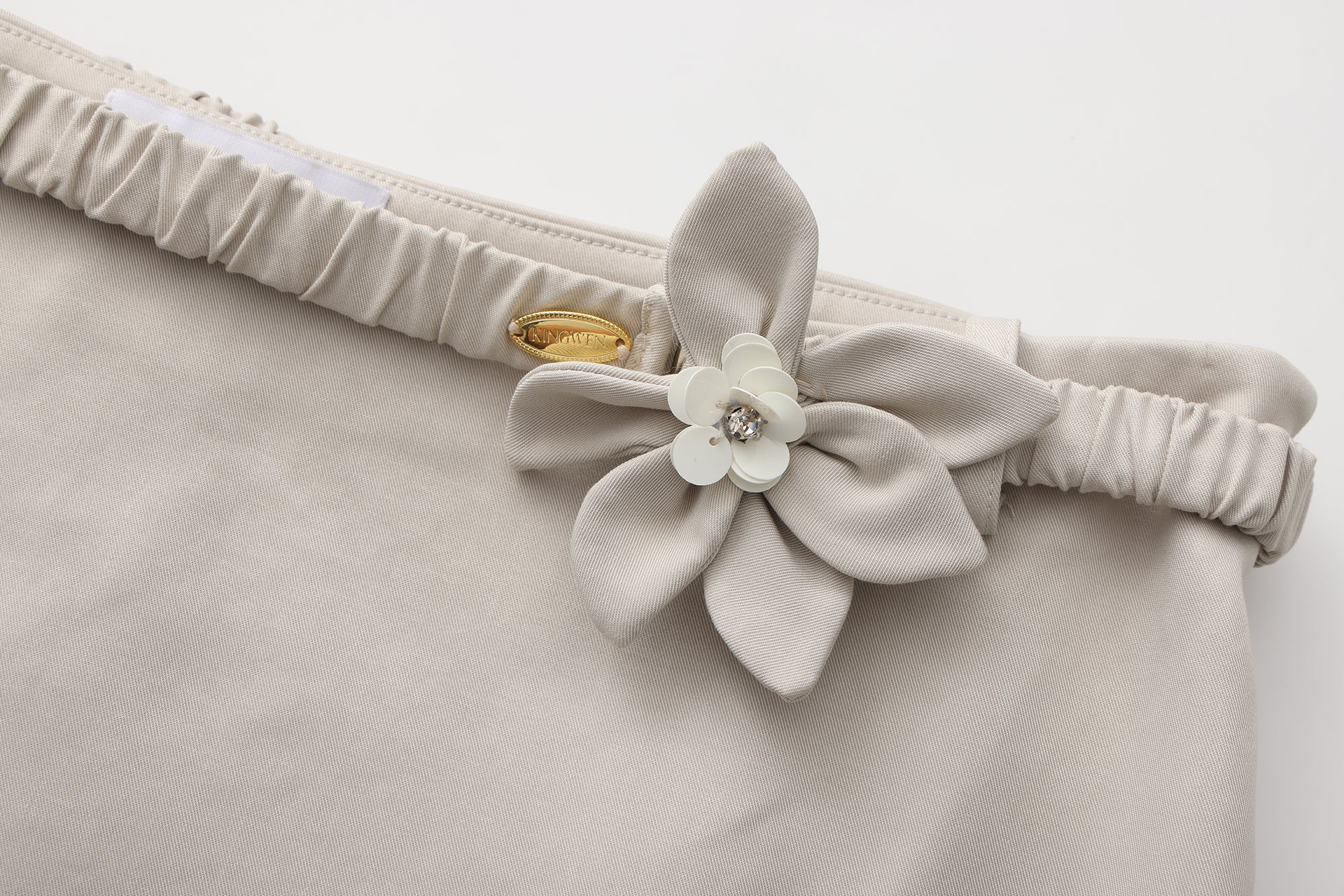 Light Grey A-Line Skirt with Beaded