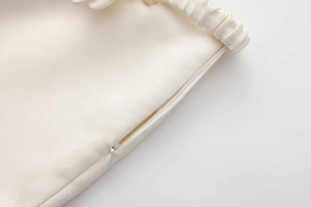 White A-Line Skirt with Beaded