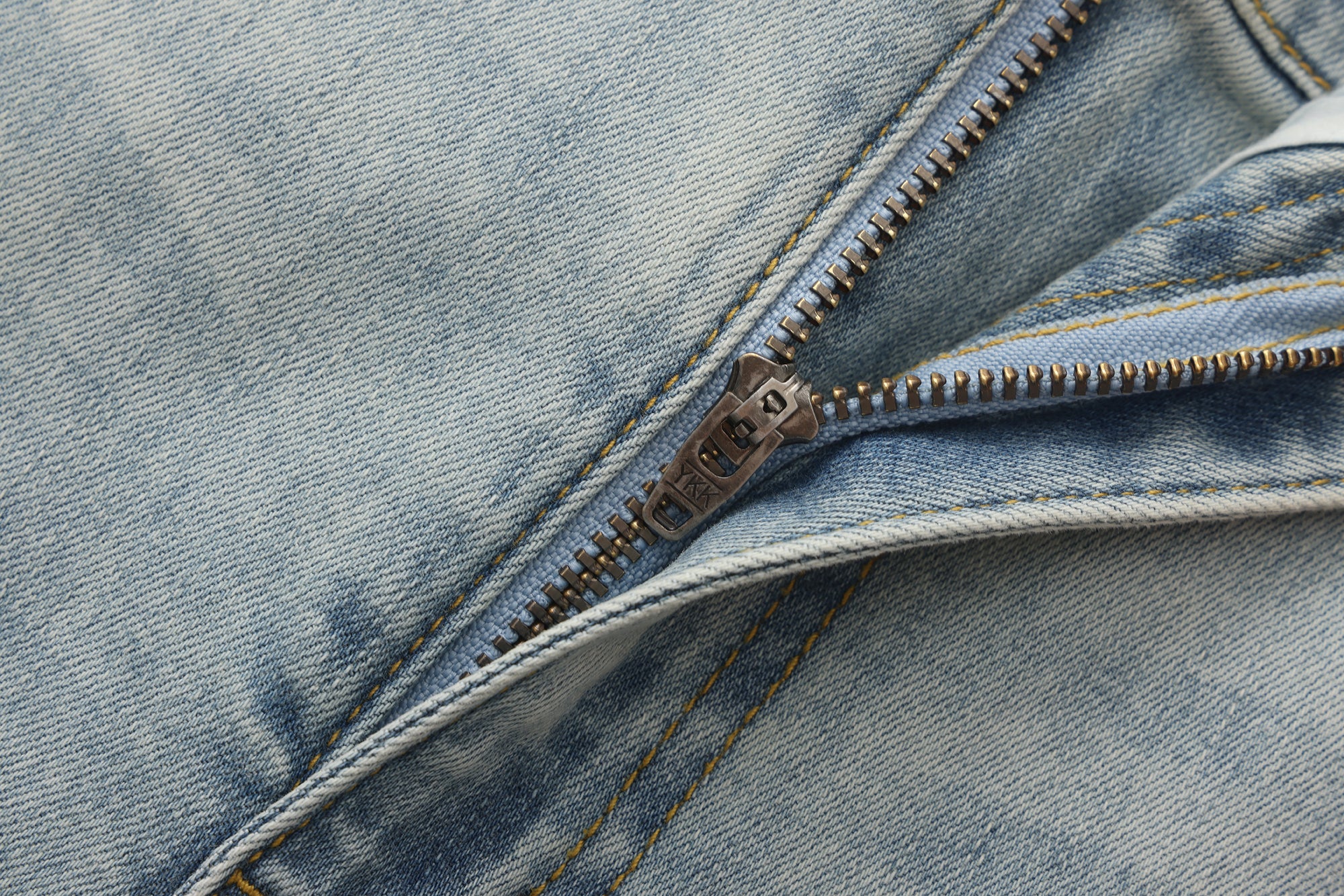 Light Blue Slim Fit Flare Jeans with Metal Buckle
