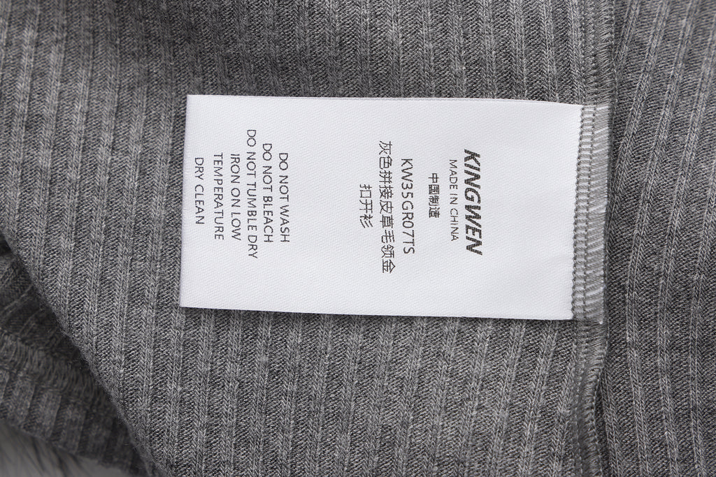 Grey Spliced Furry Collar Gold Button Cardigan
