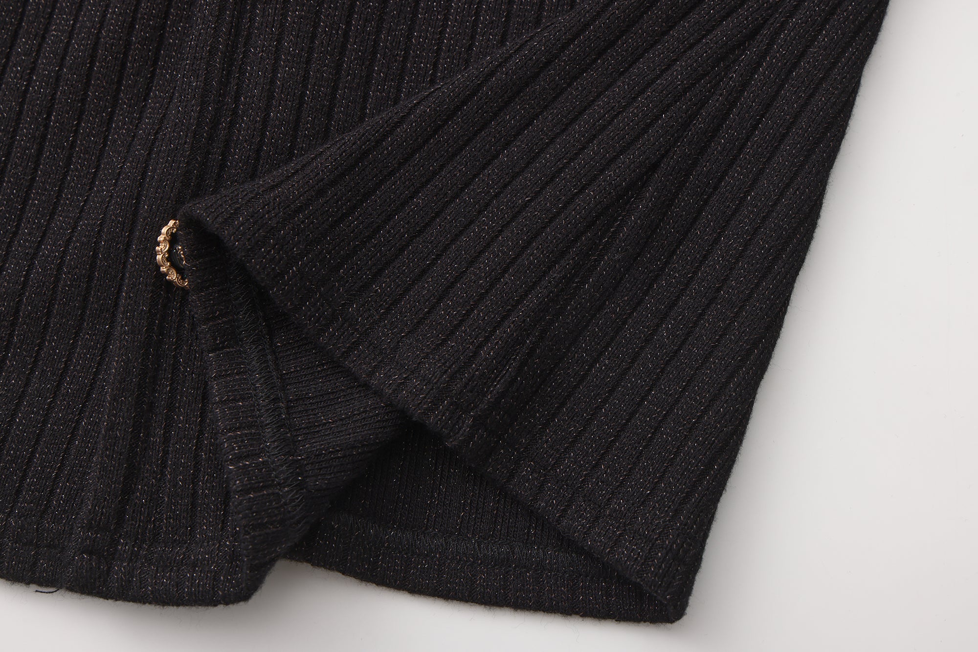 Black Silver Thread U-Neck Lace Trim Knit Cardigan