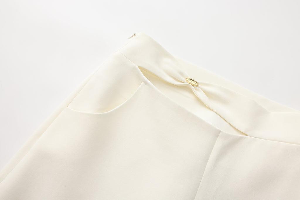 Off-White Bow Hollow Spliced Straight-Leg Pants