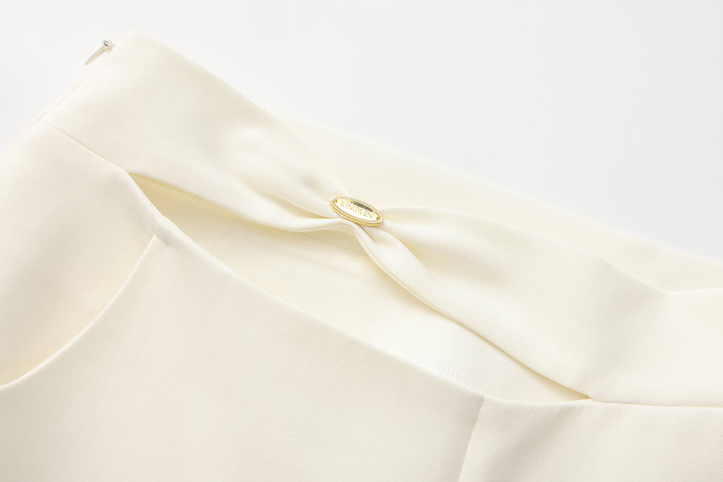Off-White Bow Hollow Spliced Straight-Leg Pants
