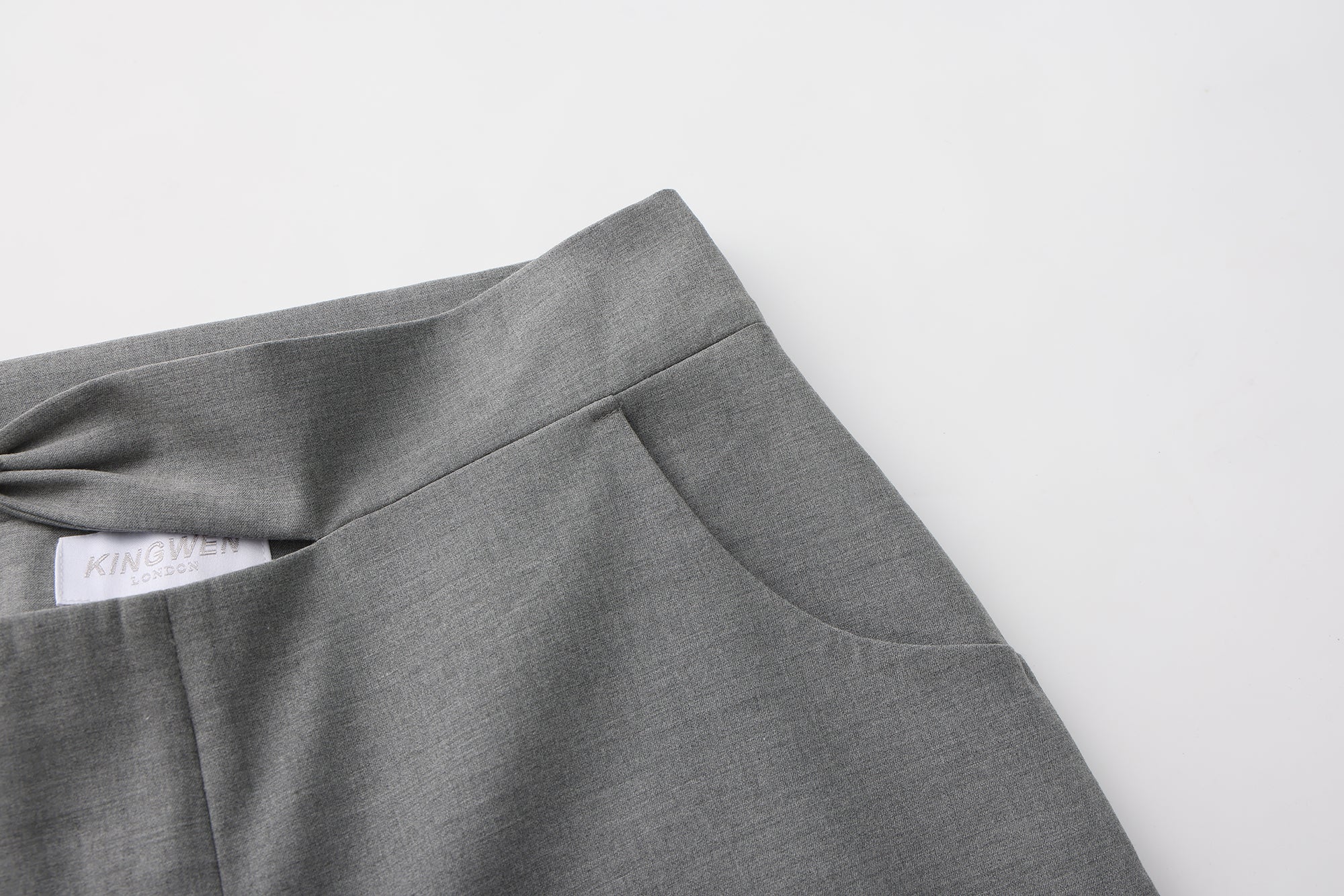 Warm Grey Bow Hollow Spliced Straight-Leg Pants