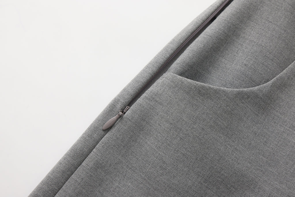 Warm Grey Bow Hollow Spliced Straight-Leg Pants