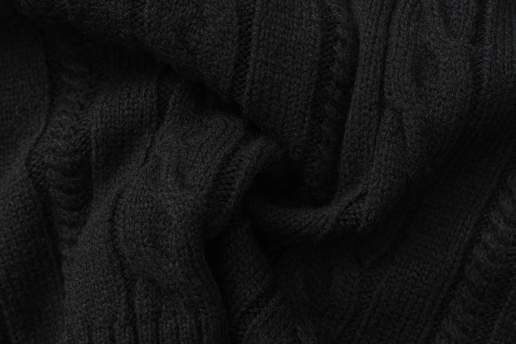 Black Oversized Knit Chain Detail Gold Button Cardigan Coat