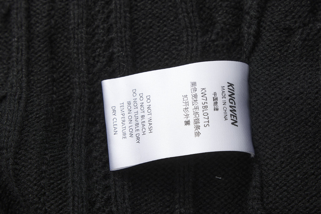 Black Oversized Knit Chain Detail Gold Button Cardigan Coat