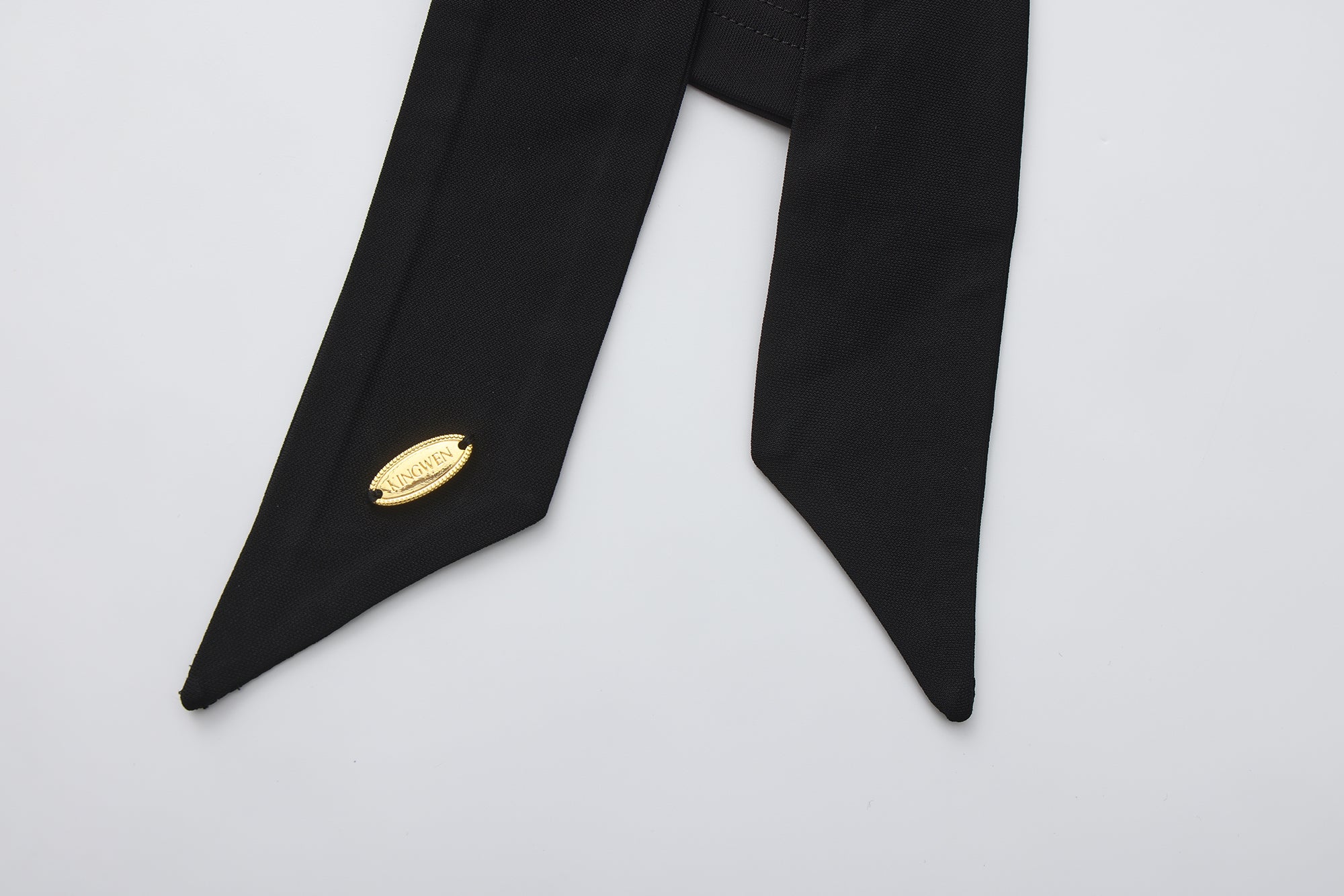 Black Cowl Neck Gold Button Ribbon Blouse