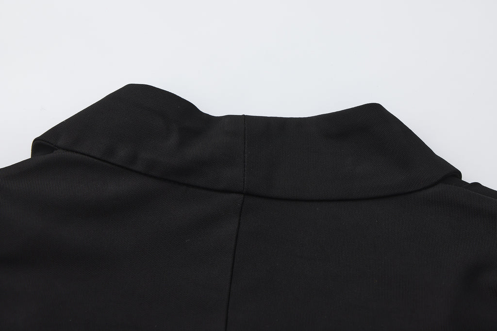 Black Cowl Neck Gold Button Ribbon Blouse