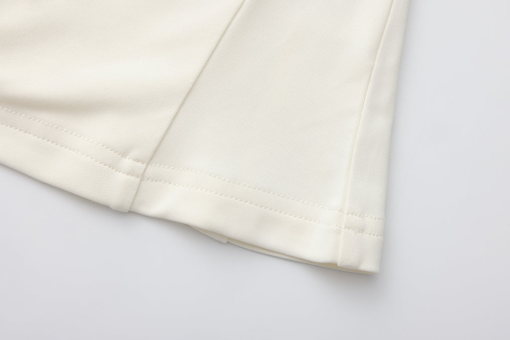 White Cowl Neck Gold Button Ribbon Blouse
