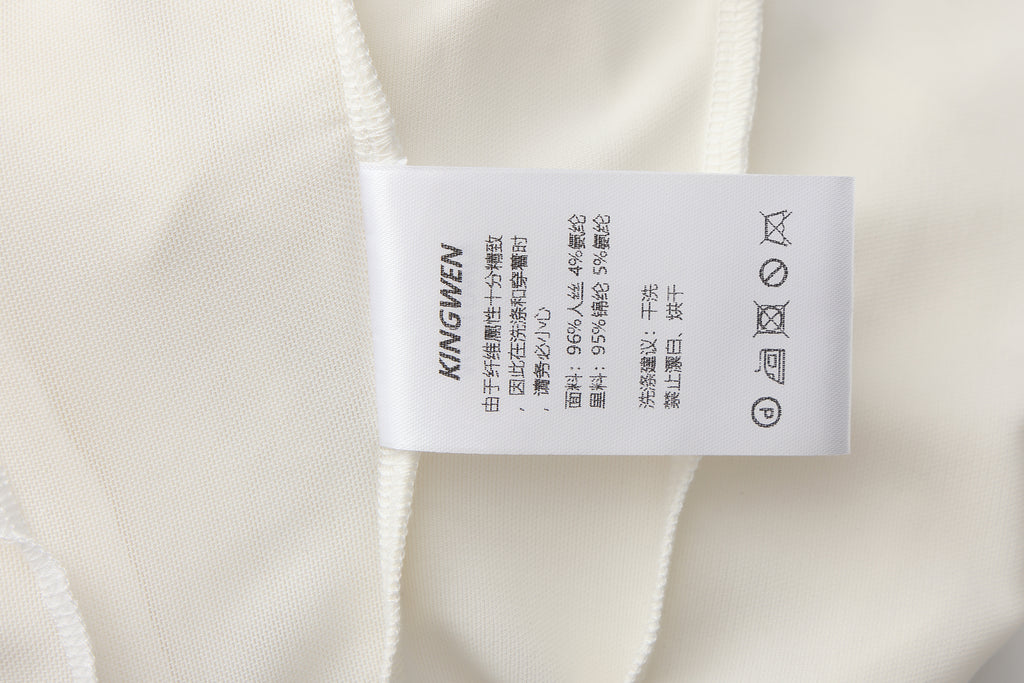 White Cowl Neck Gold Button Ribbon Blouse