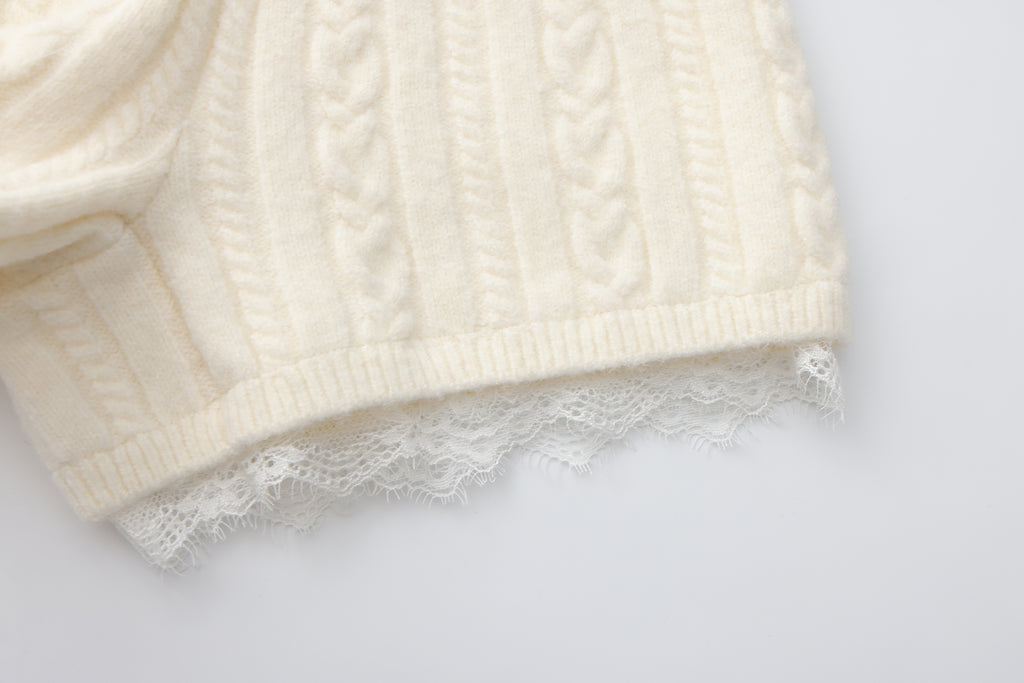 White Iris Pearl Knit Cape Cardigan / Pants
