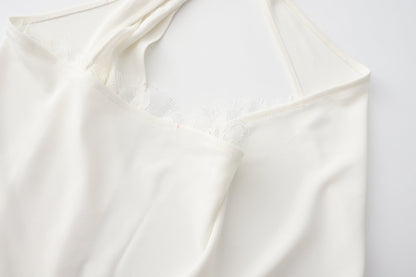 White Satin Halter Top