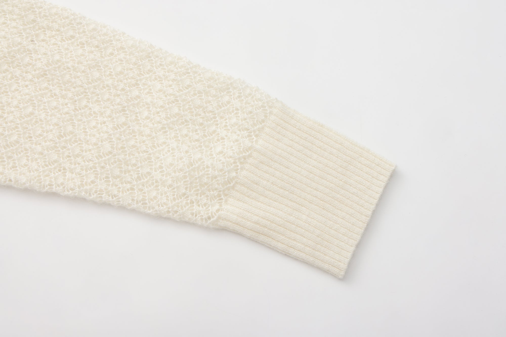 White Lace Panel Shell Knit Cardigan