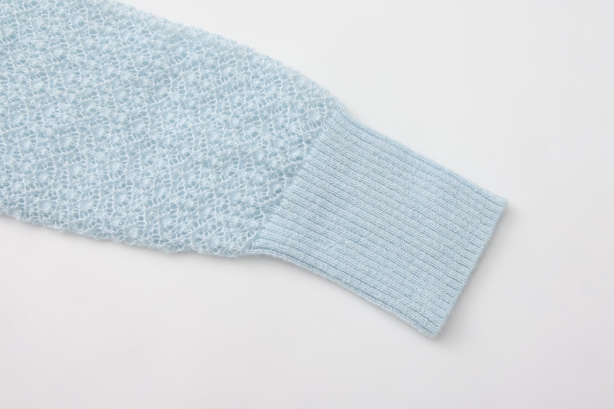 Blue Lace Panel Shell Knit Cardigan