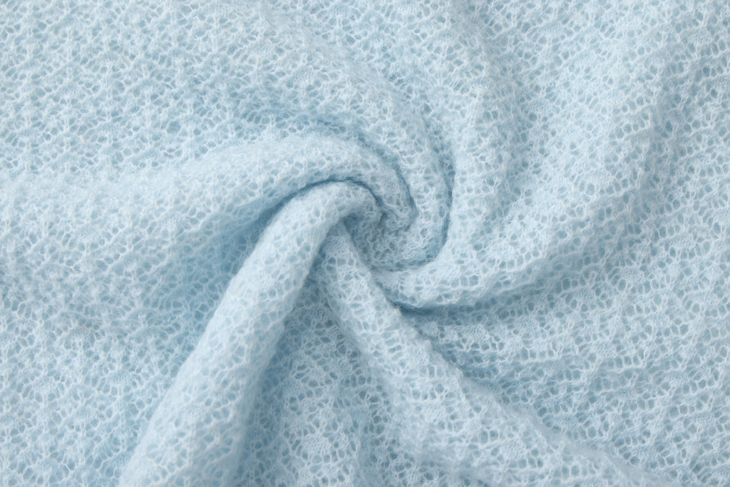 Blue Lace Panel Shell Knit Cardigan