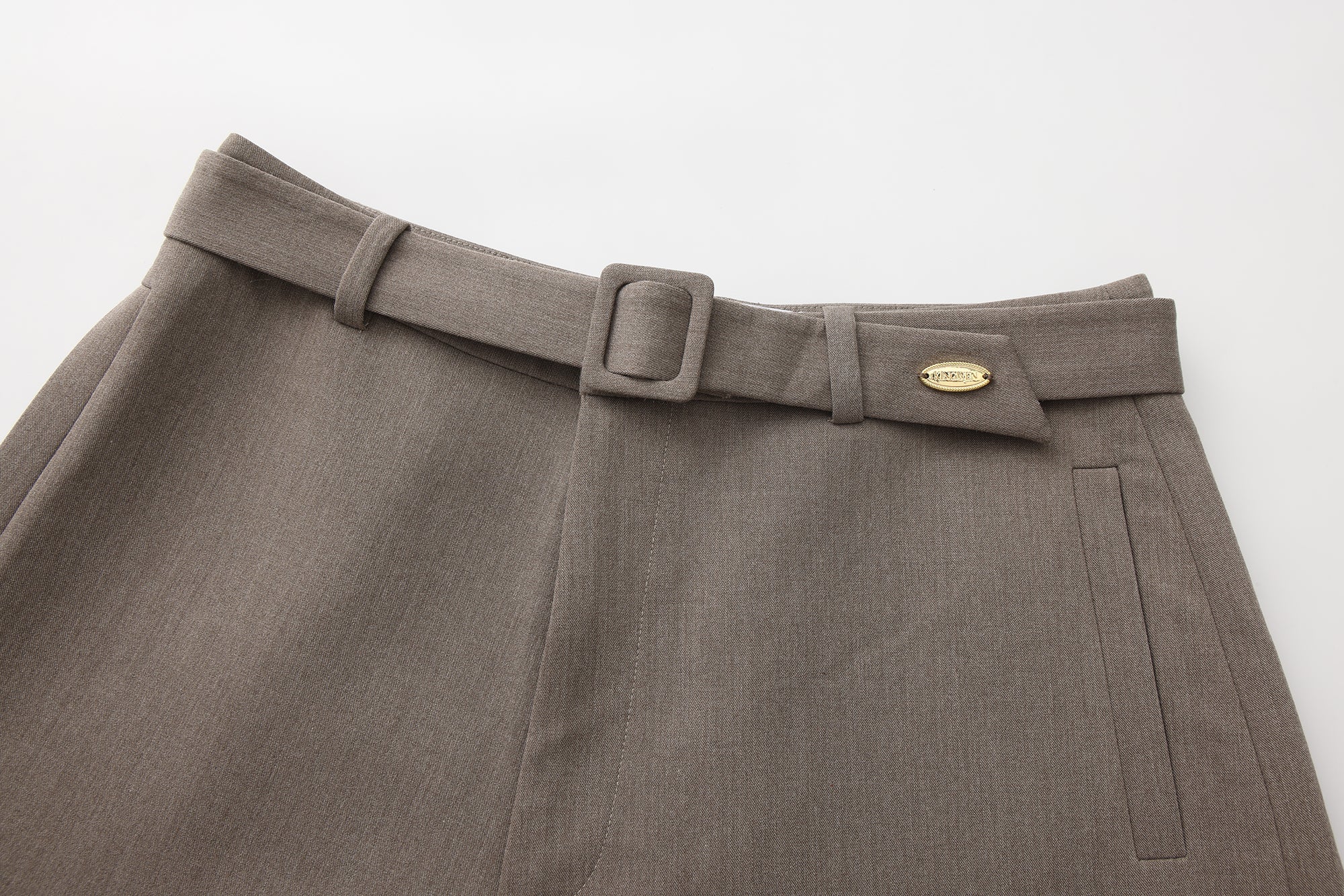 Warm Grey Wide Belt Shorts