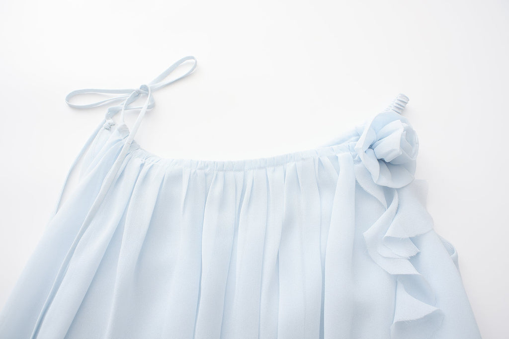 Blue Sleeveless Chiffon Dress