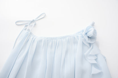 Blue Sleeveless Chiffon Dress
