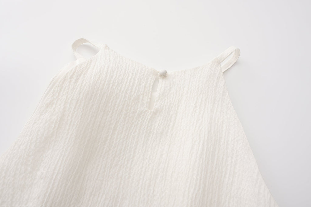 White Halter Ramie Dress