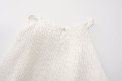 White Halter Ramie Dress