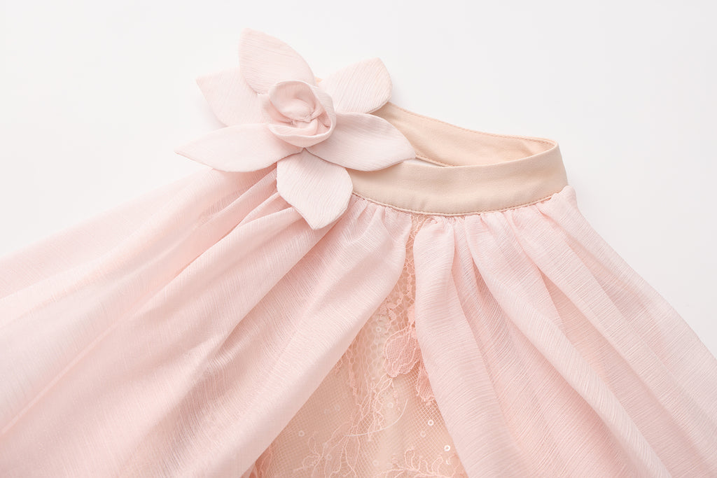 Pink Heavy Lace A-line Dress