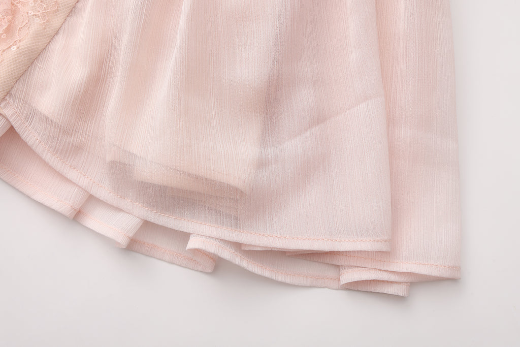 Pink Heavy Lace A-line Dress