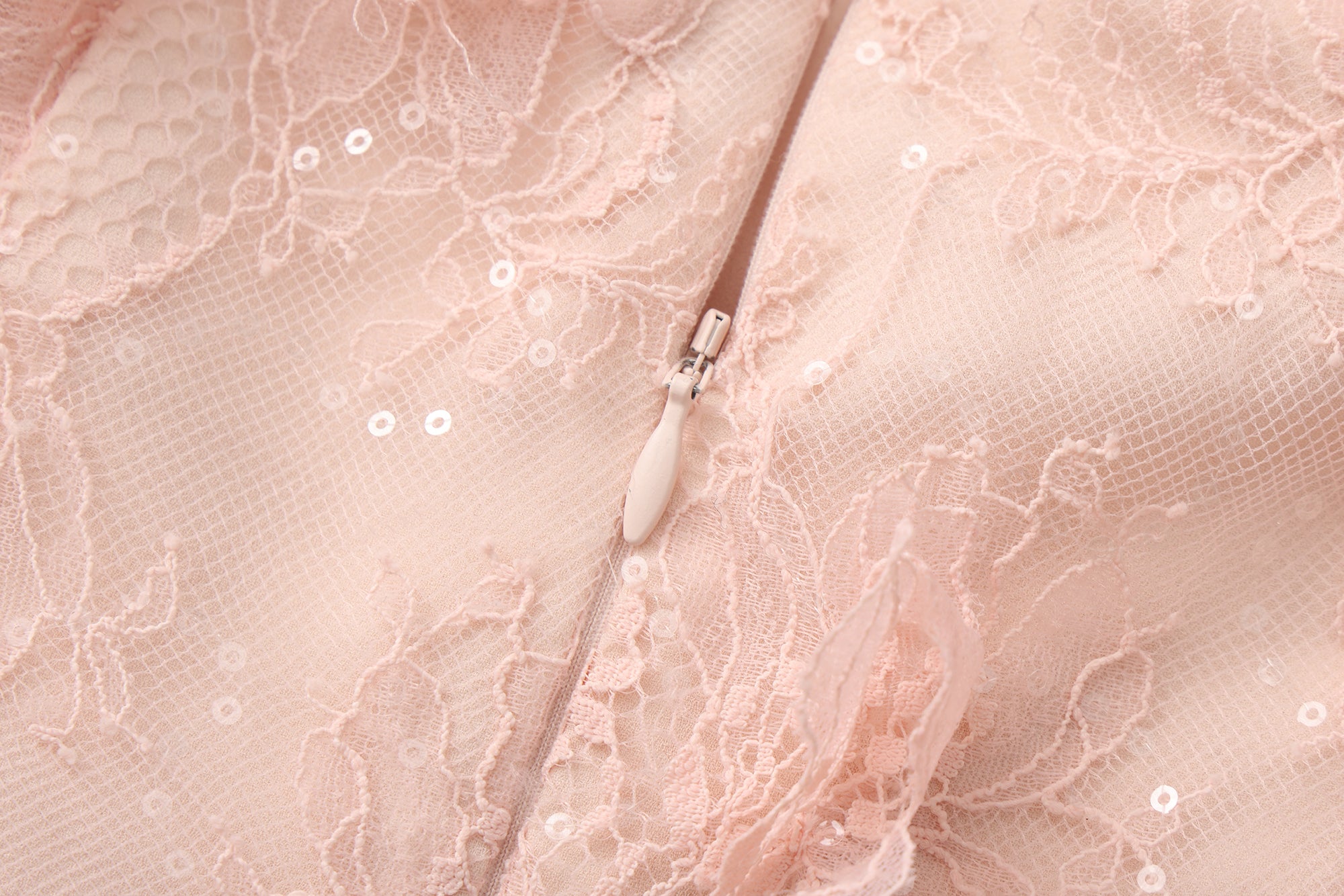 Pink Heavy Lace A-line Dress