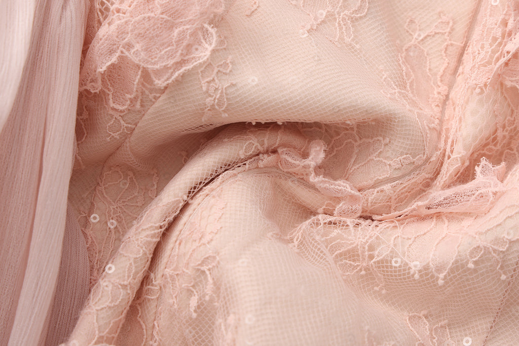 Pink Heavy Lace A-line Dress