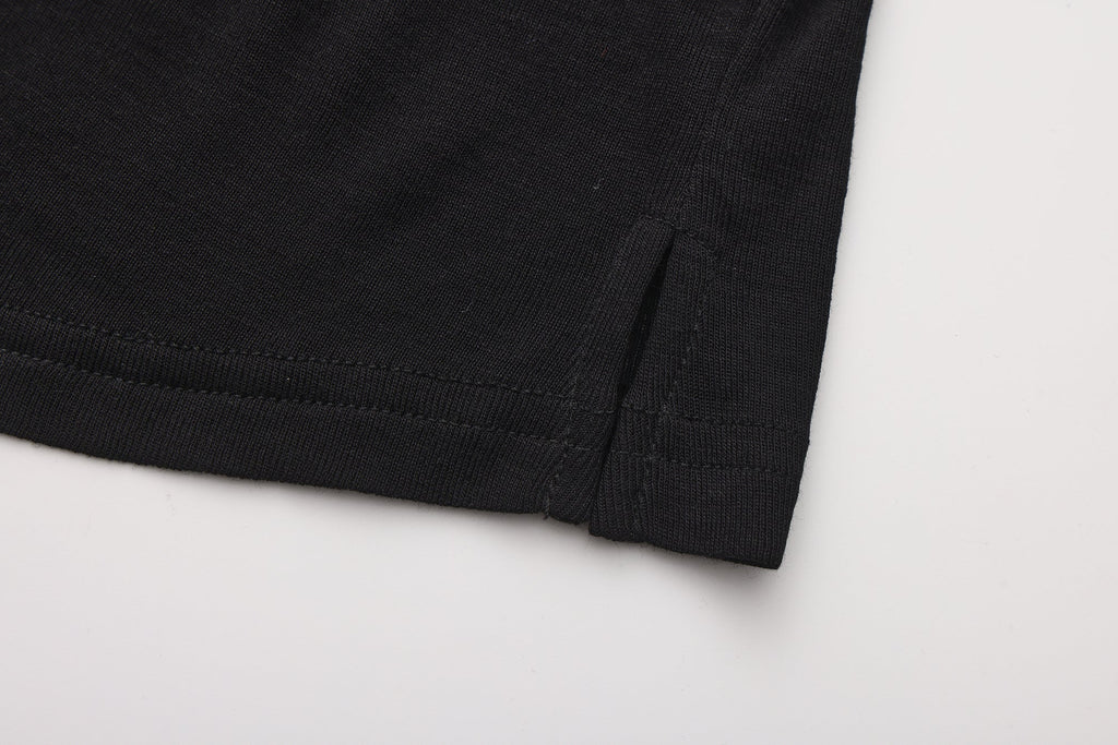 Black Off-The-Shoulder Draped Halter Long-Sleeve Top