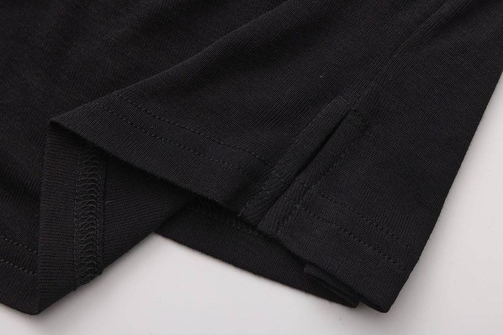 Black Off-The-Shoulder Draped Halter Long-Sleeve Top